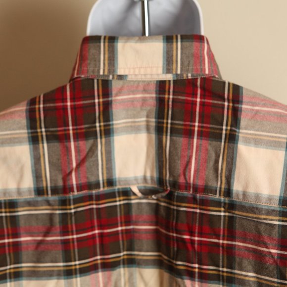 ORVIS Men's beige, red and green plaid long sleeve outdoorsmen shirt Medium M - Picture 4 of 5